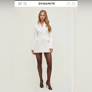 Dynamite Chriselle satin blazer romper dress